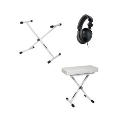 Quiklok Pack accessoires blanc pour clavier : stand + siège + casque - Vue 1